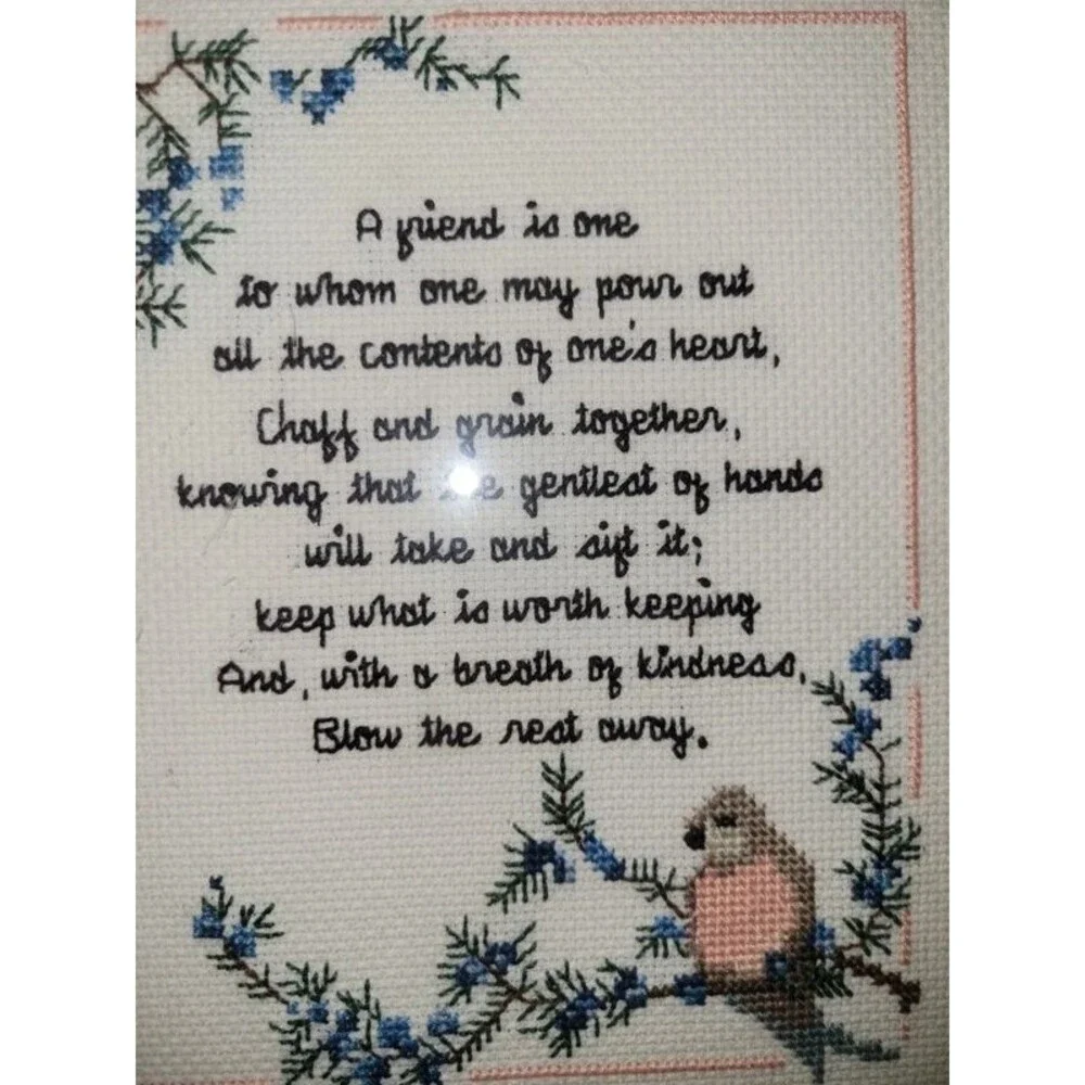 Vintage Framed Completed Cross Stitch